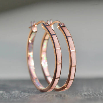 Slim Iridescent Enamel Hoop Earrings In Two Metallic Finishes