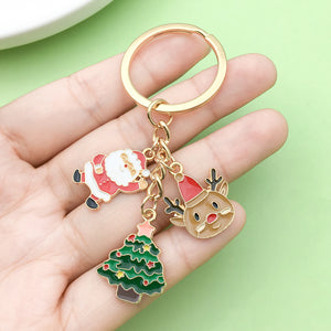 Enamel Christmas Charm Keychains, 41 Designs, Gold and Silver Tone