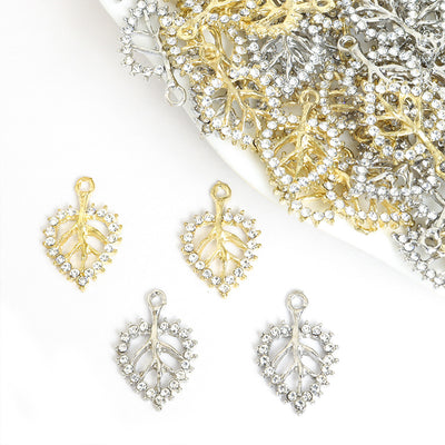 Grouped front view of crystal open leaf jewelry components for diy earrings and bracelets options