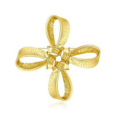 Gold Bow Brooch front view on a plain background