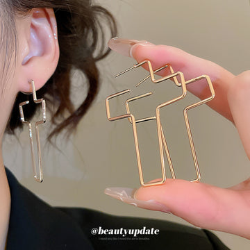 Large Open Cross Drop Earrings in Gold and Silver Tones