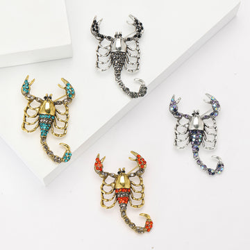 Crystal Scorpion Brooch In Four Colorways With Polished Metal Detail