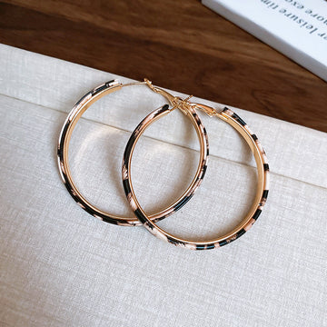Narrow Leopard Pattern Hoops in Pink, Beige and Red