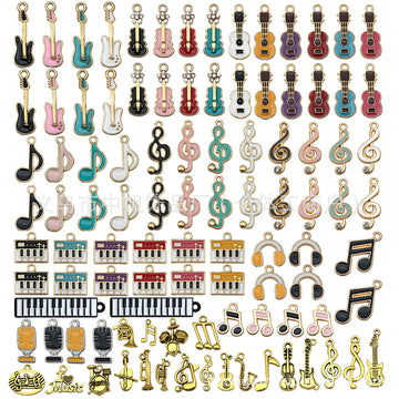 Colorful Musical Instrument and Guitar Metal Charms with 5 Listed Options