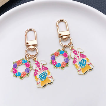 Yellow-Led Easter Bunny Egg Wreath and Carrot Clip Keychain Collection