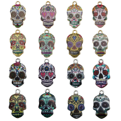 Iridescent assorted shape charms pictured with visible surface details