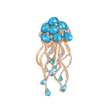 Aqua Gold Tone Flower Two Designs Metal Brooch Pin