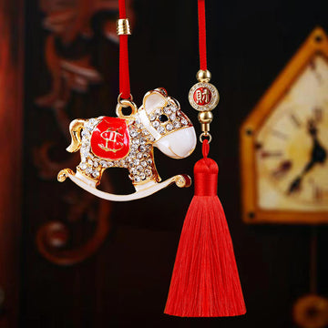Mini Crystal Rocking Horse Keychains and Tassel Car Hangers