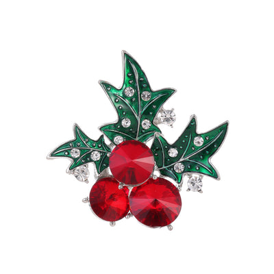 Front product view of the cherry brooch pin in red and green