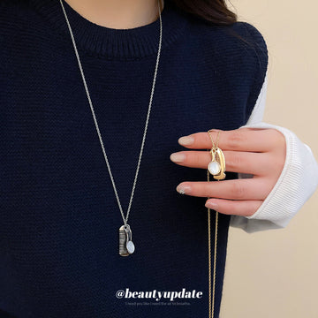 Comb and Hand Mirror Pendant Necklace in Two Finishes