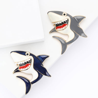 open-mouth shark brooch shown from the front