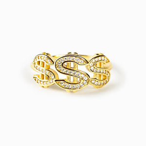 Triple S Crystal Ring in Polished Gold Tone Jewelry