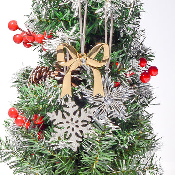 Christmas Metal Bow Starburst Snowflake Hangers Ribbon 3 Styles
