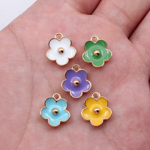 Enamel Metal Flower Charms in Five Bright Color Options