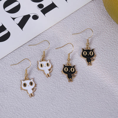 Primary supplied view of cartoon cat hook earrings