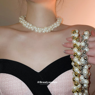 Chunky Pearl Bead Necklace in Three Color Mixes Decorative Jewelry Design