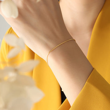 Slim Snake Chain Bracelet Gold Or Steel Tone Minimal Band