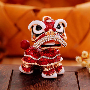 Chinese Lion Dance and Mixed Fortune Character Keychains
