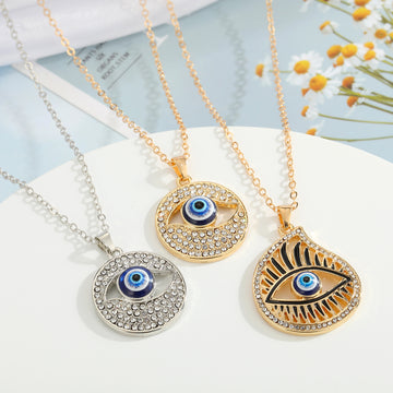 Crystal Evil Eye Pendant Necklaces in Three Designs