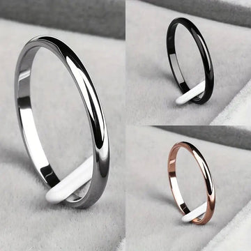 Thin Smooth Band Ring Gold Rose Silver Black Tones Sizes 6-10