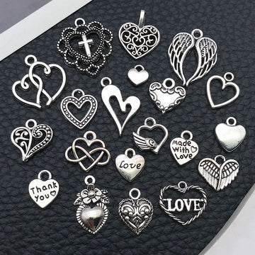 Antique Silver Heart Metal Charms with 26 Listed Options