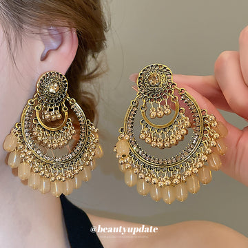 Ornate Beaded Chandelier Earrings in Nine Colors Jewelry Accessory
