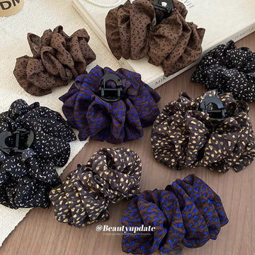 Leopard Print Fabric Petal Claw Hair Clip 5 Styles