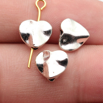 Antique Silver Hammered Irregular Heart Metal Bead
