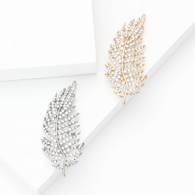Crystal Fern Leaf Brooch front view