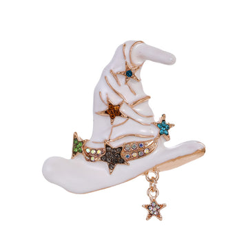 Gold Tone Silver Tone Wizard Hat Enamel Two Designs Metal Brooch Pin