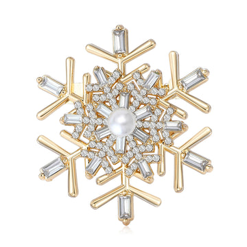 Geometric Crystal Snowflake Brooch In Five Colorways