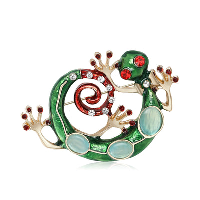 Crystal Gecko Brooch front view on a plain background