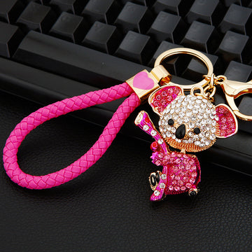 Jeweled Koala Keychain Holding a Green Eucalyptus Branch