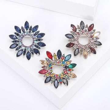 Marquise Crystal Wreath Brooch in Three Colorways Decorative Lapel Accessory