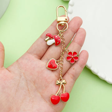 Rose, Blossom and Flower Charm Keychains Featuring Red Cherry Across 21 Variations