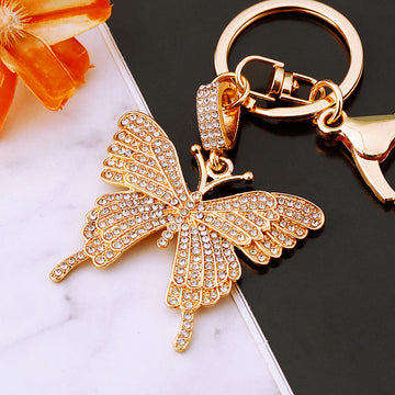 Full Crystal Butterfly Keychains in Gold and Silver Tone Finishes