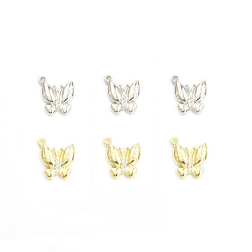 Crystal Butterfly Alloy Charm Pendants in Gold and Silver Tones