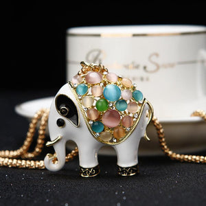 Crystal Elephant Rocking Horse and Horse Long Sweater Pendant Necklaces