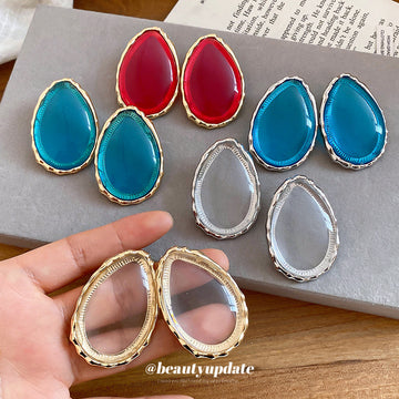 Teardrop Resin Stud Earrings in Polished Statement Design