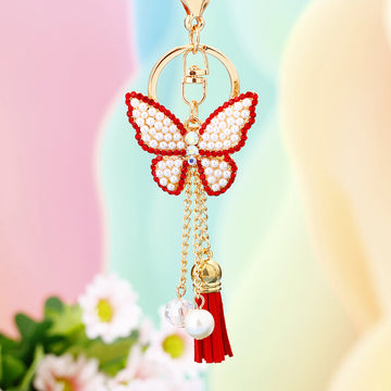 Pearl Butterfly Tassel Keychains in Four Colors plus Assorted Option