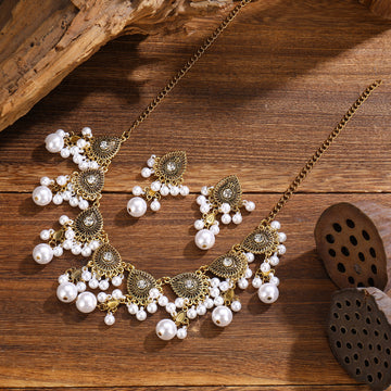 Teardrop Medallion Necklace and Earring Sets in Four Colors