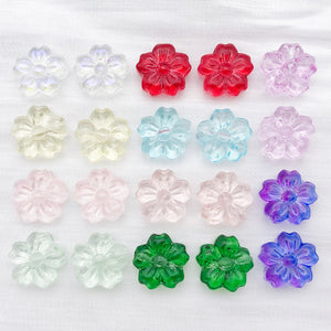 Glass Cherry Blossom Flower Beads, 13mm Five-Petal Beads in Ten Colors
