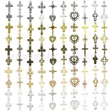 Gold-Tone Cross Metal Charms with 6 Listed Options