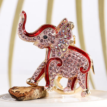 Elephant Rhinestone Enamel Keychain Gold Tone 3 Colors