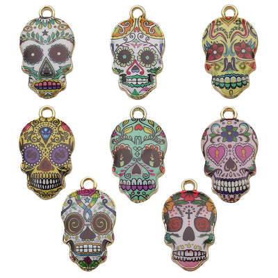 Colorful assorted shape charms arranged on a light background