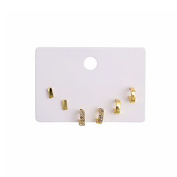 Gold Tone Mini Huggie Complete Three Pair Earring Card Set