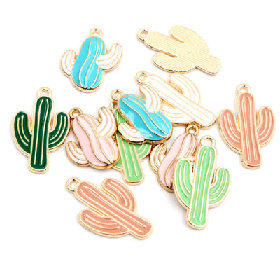 Colorful Cactus Charms arranged in the pictured color and finish options