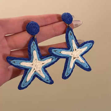 Blue Floral and Beaded Drop Earrings in Thirty Three Designs