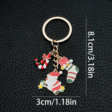 Santa Stocking Candy and Present Enamel Charm Keychain