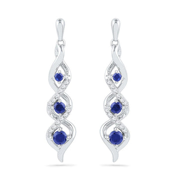 Silver Tone Blue Marquise Stone Linear Drop Earrings